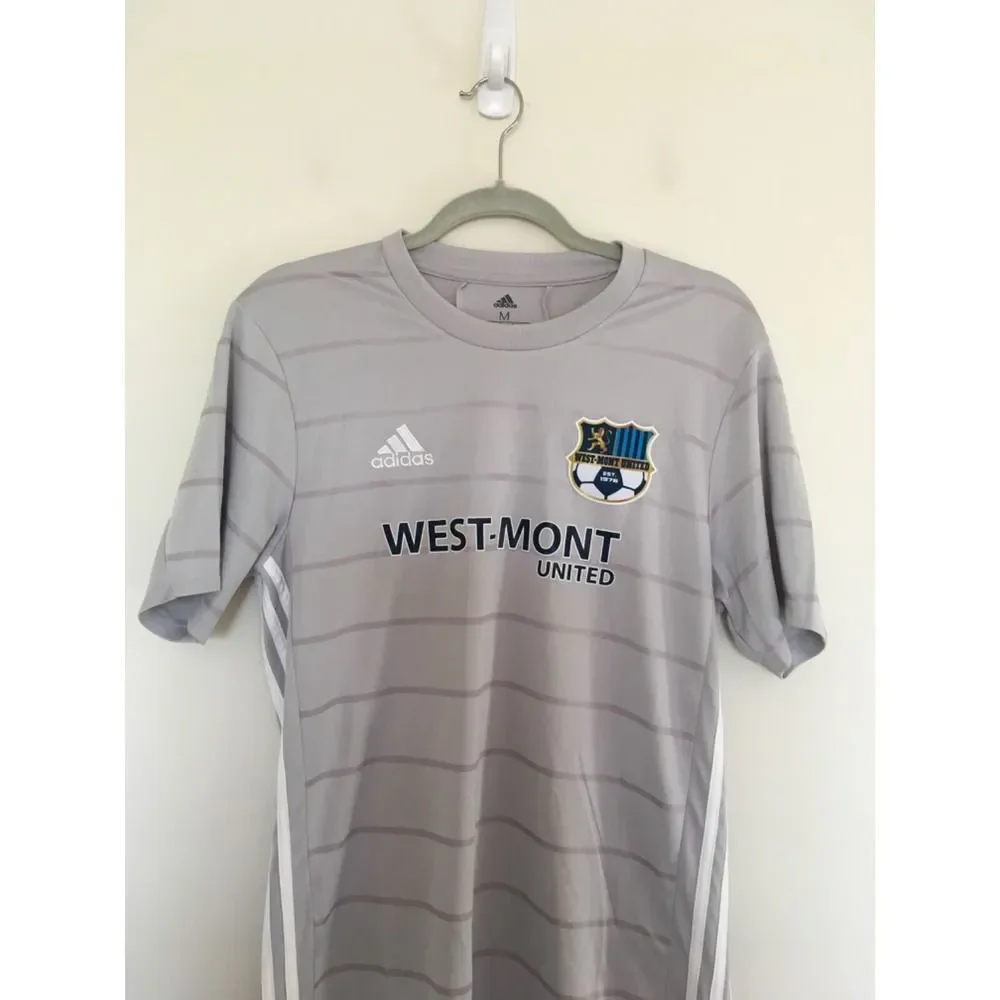 Adidas Mens Sz M West Mont United Gray AreoReady Short Sleeve Soccer Jersey
